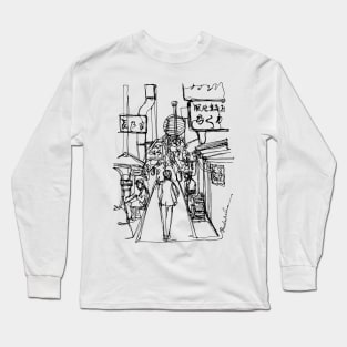 Walk Through (Japan), A Continuous Line Drawing (Black Ink) Long Sleeve T-Shirt